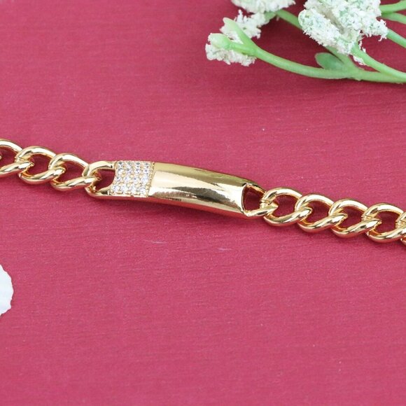 "Elegant Rose Gold Bracelet with Polished Bar & CZ Accent, XPBL0946 - Picture 13 of 13